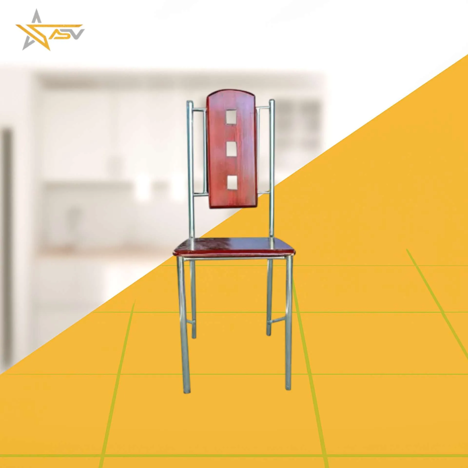 SS Chair with Tall Wood Cutout Back